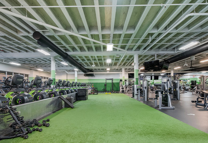 Indoor green turf at the YouFit Miami gym on 79th St.