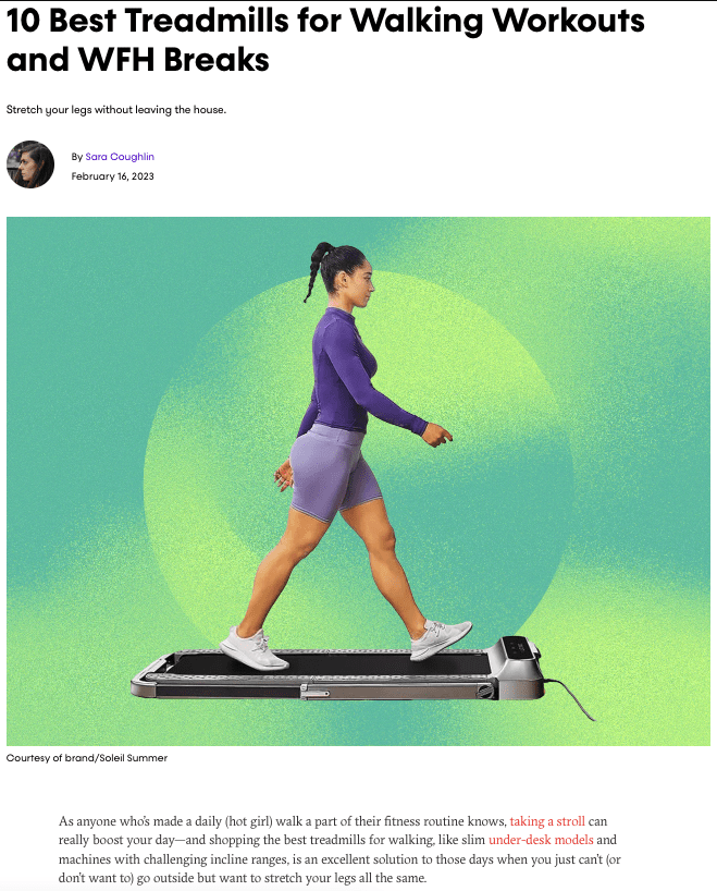 an illustrated woman walks on a treadmill in a post from Self magazine