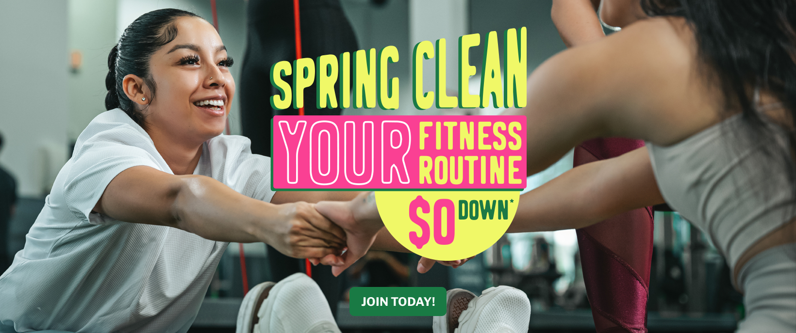 spring clean your fitness routine join for $0 down desktop image